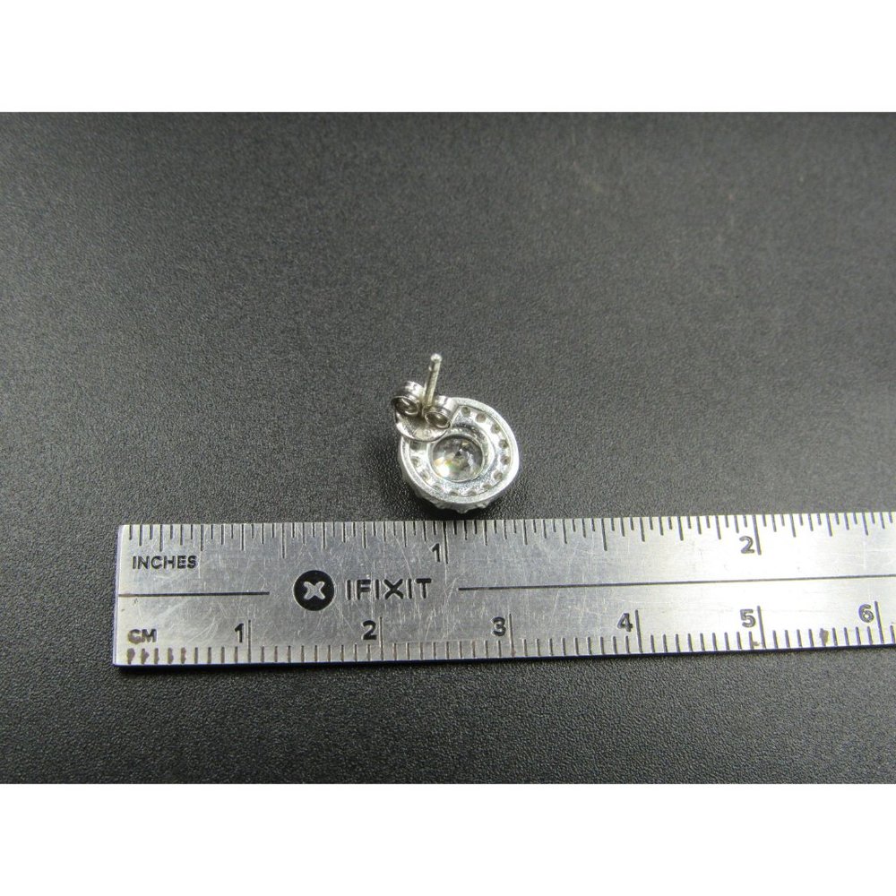 Sterling Silver Wonderful Round CZ Halo Stud Earrings Vintage Wedding Engagement - Picture 5 of 6